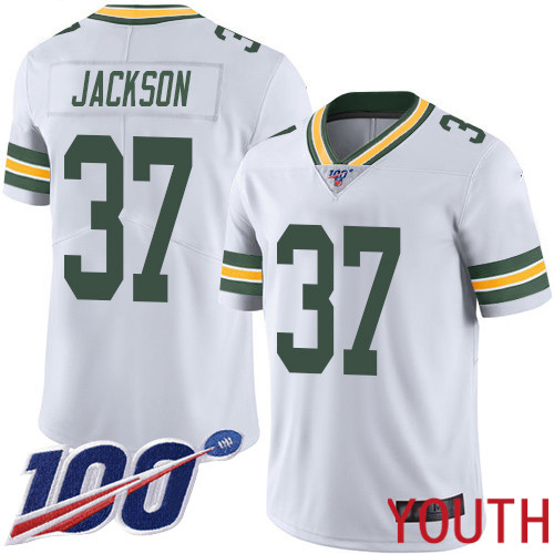 Green Bay Packers Limited White Youth 37 Jackson Josh Road Jersey Nike NFL 100th Season Vapor Untouchable